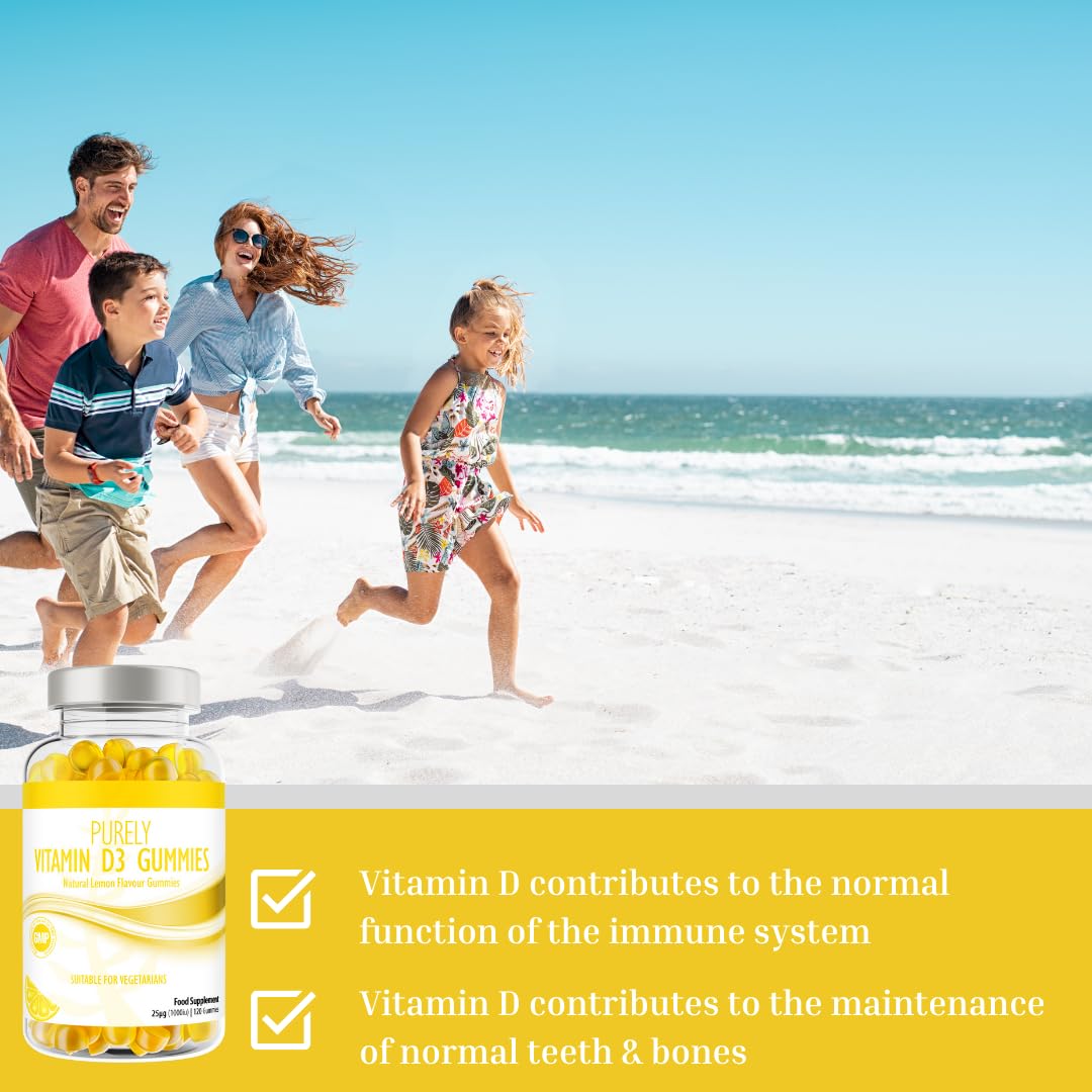Vitamin D Gummies Adults 1000iu | Lemon Flavour | Suitable for Vegetarians Children Over 12 Years GMO & Gluten Free