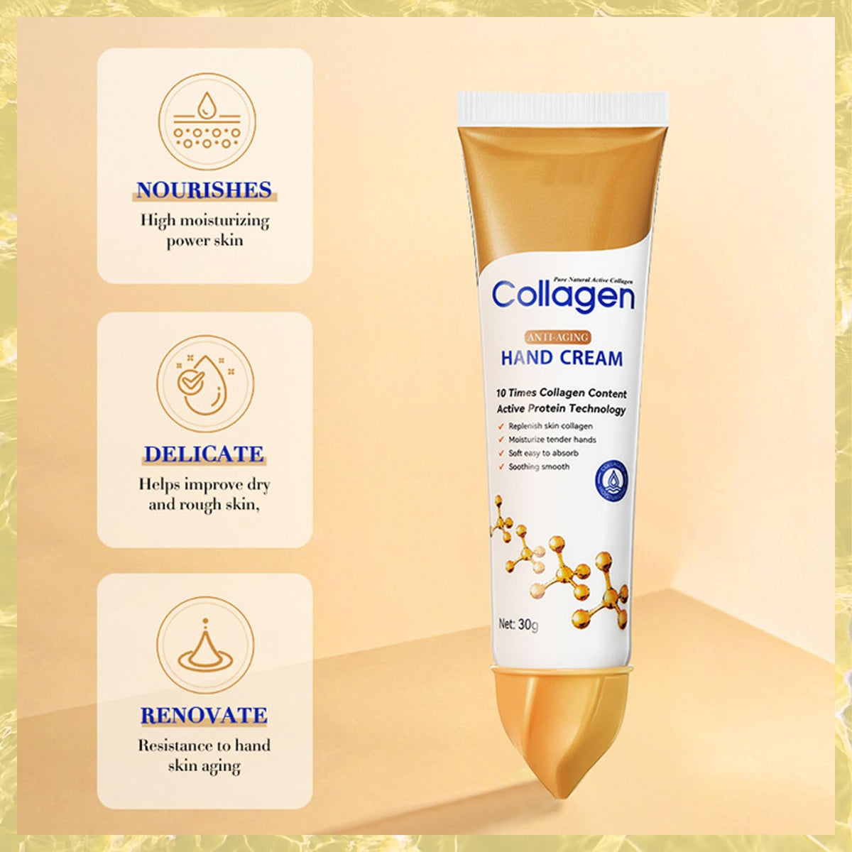 MINSHZEE Collagen-Hand Creams, Dry Skin Repair Products, Softening, Nourishing, Anti-Drying, Rejuvenating & Moisturising, Collagen Anti-Wrinkle Hand Cream, Hand Skin Care Products.