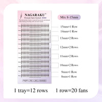 NAGARAKU Spire Shaped Eyelashes Extensions Air Series Premade Volume Lashes 0.07mm C Curl 8mm-15mm Mix Length 240 Clusters Wet Set/Anime/Manga Styles Lashes