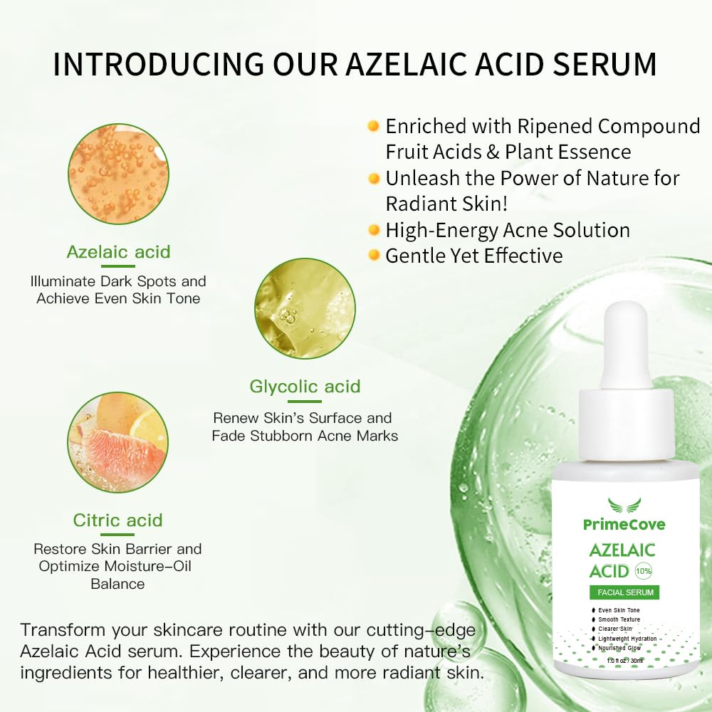 'PrimeCove - 10% AA Serum (30ml) | Skin Brightening, Even Skin Tone, Texture Refinement, Acne Management, Reduced Redness, Hydration, Natural Radiance, Anti-Aging & Minimised Pores