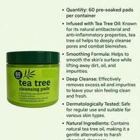 aaksh 555 3- PACK Tea Tree Face Cleansing Pads –3 x60 Count (180 Pads Total) Wipes| Reusable Makeup Remover & Anti-Blemish Toner Pads. Deep Clean & Oil Control for for Acne-Prone Skin |Witch Hazel Formula