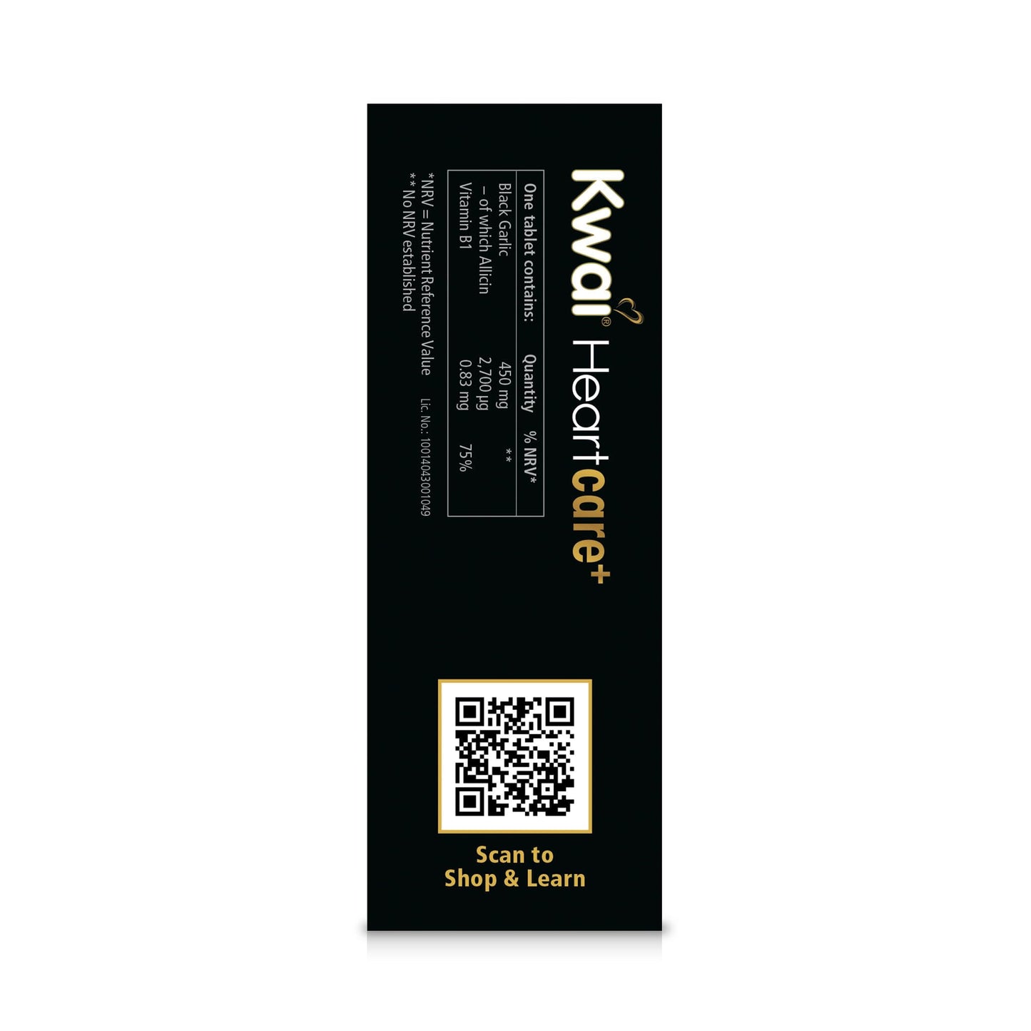 kwai Kwai Heartcare+ Black Garlic 450mg Tablets – 100 Tablets (Pack of 1) – with Vitamin B1 to Support Normal Heart Function – Odourless Fermented Garlic Rich in Antioxidants