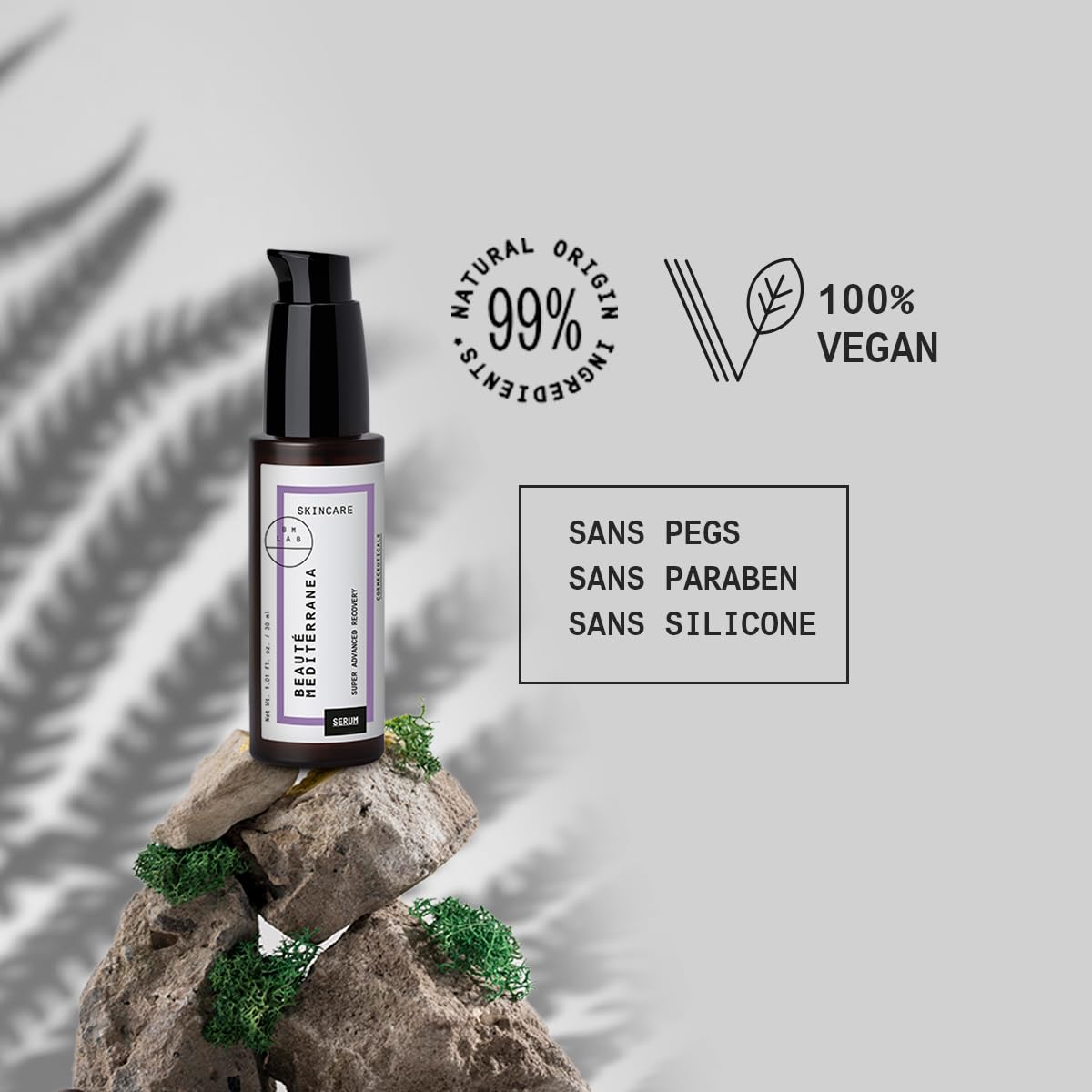 Beauté Mediterranea Super Concentrated Serum with Natural Retinal - 30 ml - with Bakuchiol and Vitamin D Booster - Optimal Tolerance - 100% Vegan - Super Advanced Recovery Serum
