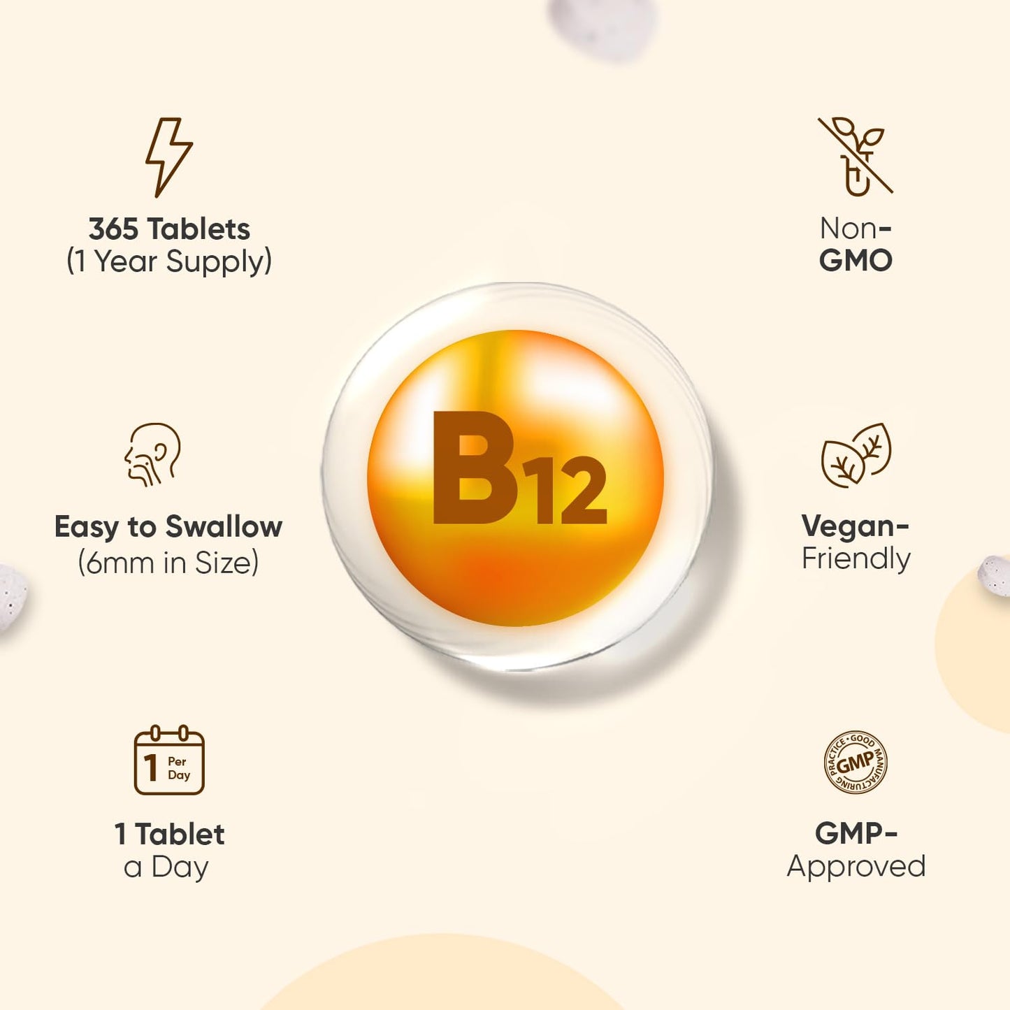 WeightWorld Vitamin B12 Tablets - 365 Tablets - 1 Year Supply - 1 a Day - 500mcg - Easy to Swallow & Small in Size (6mm) - Bioavailable Methylcobalamin Form - Vegan Vitamin B12 Supplement for Men & Women