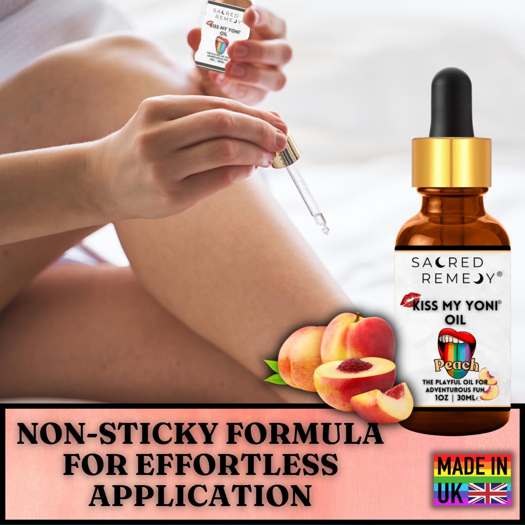 Kiss My Yoni Oil Peach Premium Body Lotion Rub. Non-Sticky, 30ml, Massage Oil. Vegan, Natural, Organic, Non-Toxic.