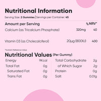 maxmedix Calcium and Vitamin D for Kids | 90 Tasty Gummies | Natural Strawberry & Vanilla Flavours | 45 Days Supply | Vegetarian Calcium for Kids Aged 3-12 Years | Easy to Chew, Gluten-Free & Lactose-Free