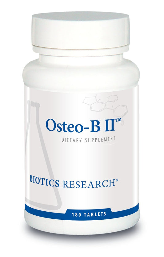 BIOTICS Research Osteo B II Optimal Bone Health Support, Healthy Aging, CaMg, Easy to Swallow Tablet, Purified Chondroitin Sulfates. 180 Tabs