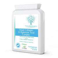 Vegan Collagen & Hyaluronic Acid Complex - 60 Capsules - Effective Skin, Hair & Nails Formula with 500mg of Vollagen in The Exact Amino ratios of Human Collagen - D-Biotin, Seaweed, Vitamins E&C