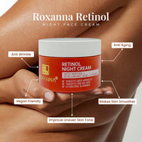 Roxanna Retinol Cream for Face 50ml – Anti Wrinkle Cream Retinol Moisturizer - Retinol Face Cream and Deep Skin Anti Aging Cream Best Night Cream for Women, with peptide, hyaluronic acid, vitamin e