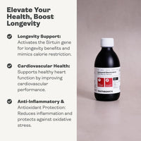Youth & Earth Liposomal Resveratrol 200mg - Liquid Resveratrol Supplements for Sirtuin Activation, Anti-Aging & Cellular Health with NAD+ Boosters, NMN or NR - Wild Berry Flavor - 250ml