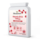 Vitamin B12 Methylcobalamin Supplement 1000mcg - 120 Easy Swallow Daily Capsules - High Strength – Contributes to Reduction of Tiredness and Fatigue- UK Manufactured to GMP Standards Pharmanostix