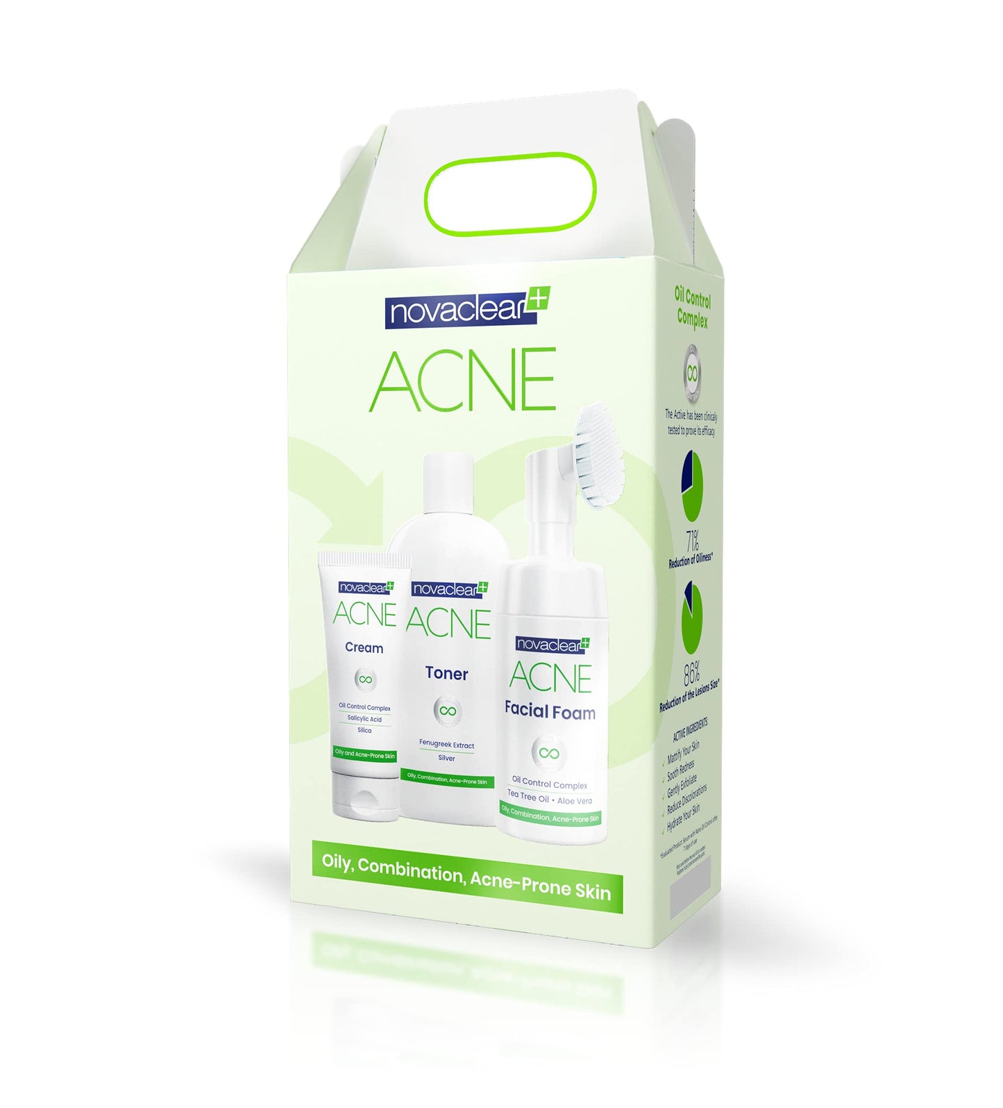 Novaclear Acne kit, Breakout Fighting Bestsellers-Facial acne set, Exfoliating & Treatment-Reduce Blemishes, Enlarged Pores & Blackheads - with Salicylic, Azelaic Acid and Tea Tree - All Skin Types