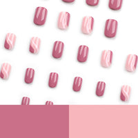 SINLOV Medium Square Fake Nails Pink Nude French False Nail Glossy Full Cover False Nails Press on Nails for Women and Girls