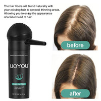 UOYOU MEDIUM BROWN Hair Fibres for Thinning Hair 27.5g Bottle with Applicator | Natural Keratin Hair Fibers Concealer for Hair Loss for Men and Women | Hair Building Fibres Powder [MEDIUM BROWN]