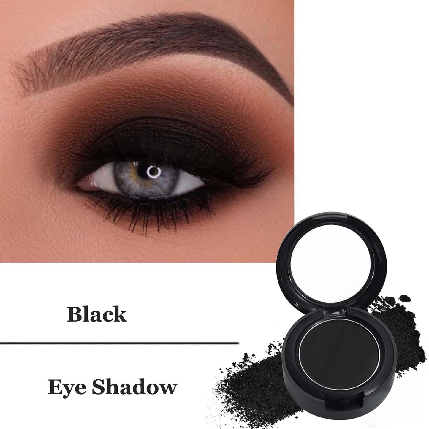 FresFresi Matte Black Single Eyeshadow - Pressed Fine Powder for High Pigment, Long-lasting Day & Night Eye Makeup