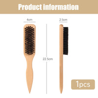 TRHDFW Boar Bristle Slick Back Hair Brush for Sleek Ponytail Bun Smoothing Baby Hairs Flyaways Edge Control Backcombing Teasing Hairbrush with Wide Rat Tail for Sectioning Parting