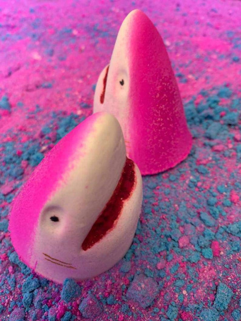 Elegance Natural Skin Care PINK Shark Attack Bath Bomb! Handmade in the UK Fizzer creates a Shark bite Blood Bath like Jaws in your tub New and Improved