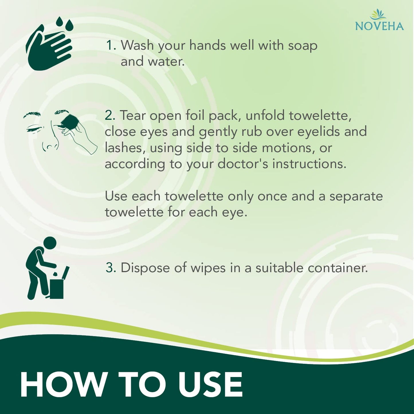 NOVEHA Demodex Eyelid & Lash Wipes | Box Of 60 Individually Wrapped Extra Strength Cleansing Eyelash Wipes - Battle Itchy & Irritated Eyes associated with Demodex Mites, Naturally Remove debris