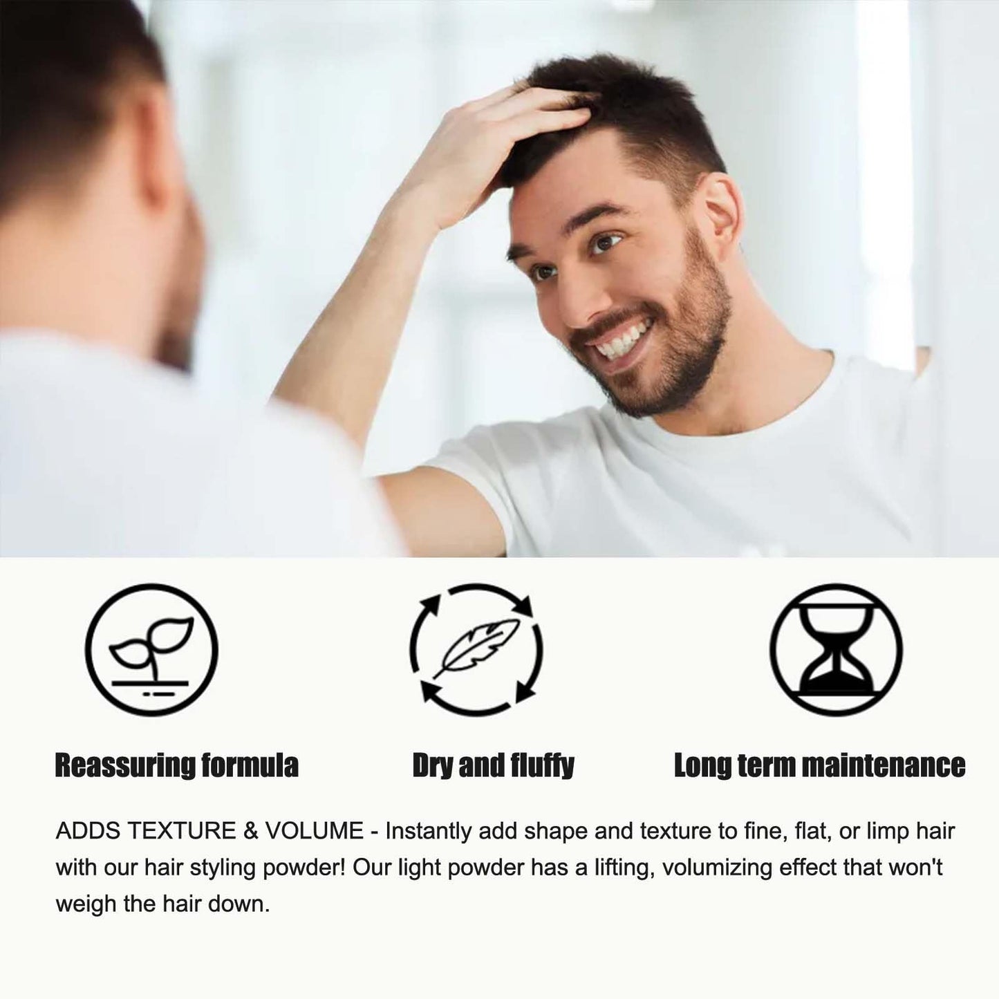 FresFresi Men's Hair Styling Powder - 2 Pack Texturizing Powder for Matte Texture, Long-Lasting Hold, Oil-Free and Easy Application, 10g Each