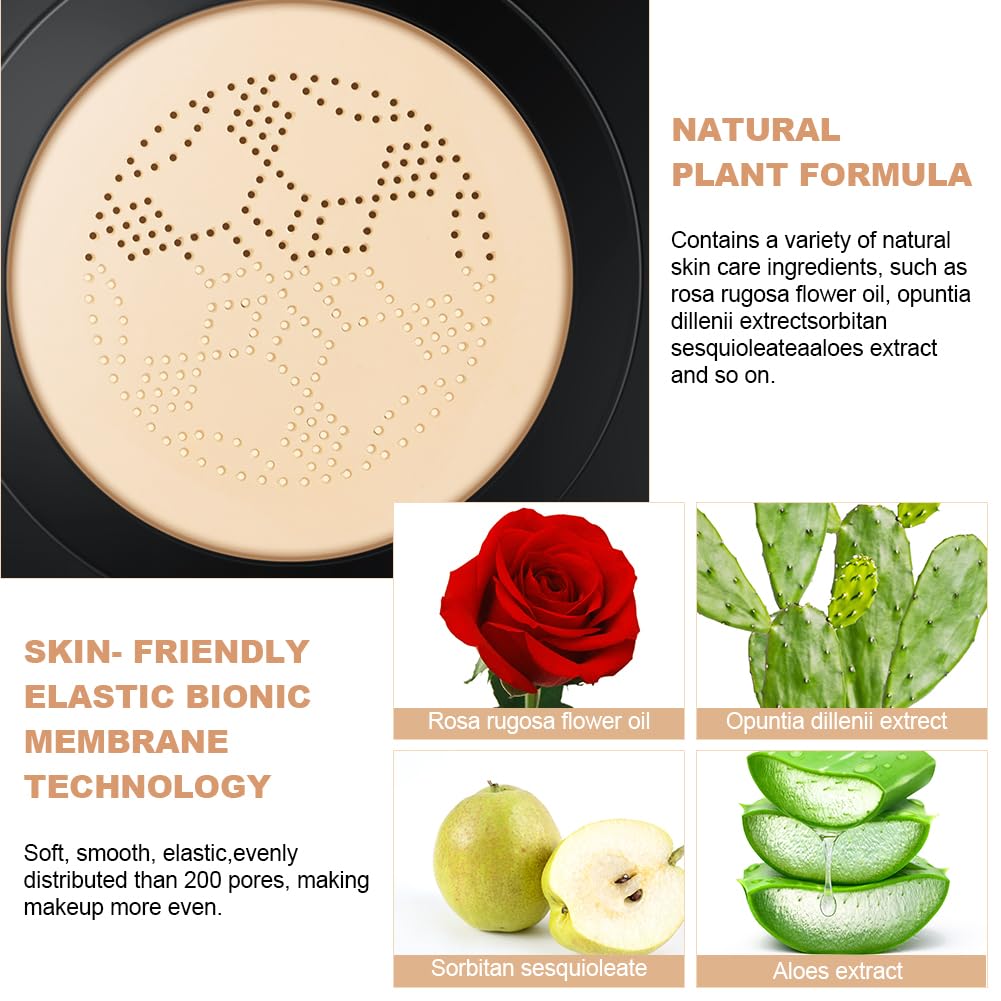 LOPHE 2 Pcs Mushroom Head Air Cushion CC Cream, Moisturizing & Oil Control Foundation Cover Concealer, Long Lasting Air Cushion CC Cream with Mushroom Makeup Sponge, Liquid Foundation CC Cream for Makeup