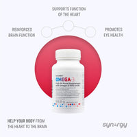 Synergy Worldwide Omega-3 60 Capsules | High Potency Fish Oil Supplement for Heart, Brain & Eye Health | 1000mg Fish Oil | Supports Normal Brain Function, Heart Health & Vision | 68,8 g