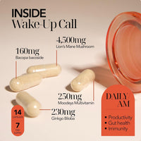 Moodeys Wake-Up Call, Organic Natural Energy & Focus Supplement | Mental Clarity Boosting Multivitamin | Functional Mushrooms & Adaptogens | Lion’s Mane (4,500mg), Bacopa Bacoside & Ginkgo Biloba