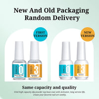 TOMICCA Dipping Top & Base Coat and Activator Large Capacity Liquid Set 2x15ml Dip Powder System Starter Kit No UV/LED Dip Manicure Set of Liquids for Dipping Powder Nail Polish