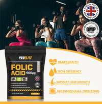 Folic Acid Tablets 400 mcg - 90 Vegan Vitamin B9 Tablets Folic A 400�g Pregnancy Care - Normal Function of Immune System and Reduce Tiredness and Fatigue - Made in The UK by PROELITE