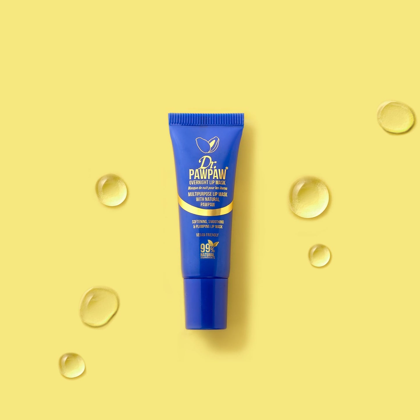 Dr. PAWPAW ORIGINAL BALM Dr.PAWPAW Overnight Lip Mask 2 x 10ml, Multi Purpose Natural Pawpaw Balm with Peptides, Fragrance Free Vegan Lip Treatment to Smooth Dry Cracked Lips Overnight
