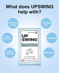 Upswing Vitamin C B12, L-Cysteine HCL Provides Glutathione, Vitamins B1, B2, B3, B6, B12, Folic Acid Biotin, Post-Social Recovery, Healthier Morning, Food Supplement Vegan Capsules-30 Starter Pack