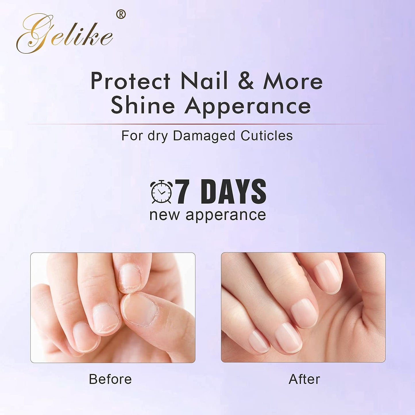 Gelike ec Organic Cuticle Nail Oil 15ml Vitamin B& E Essential Oil Moisturize with Convinient Dropper Design, Nail Cuticles Oils Treatment Damaged Dry for Nail Care Repair Growth (Lavender)
