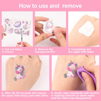 ACWOO Unicorn Temporary Tattoos, 30 Sheets Unicorn Mermaid Temporary Tattoo Stickers for Kids, 350+ Patterns Waterproof Removable, Birthday Party Bag Filler