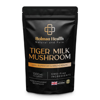 Bolman Health Tiger Milk Mushroom Capsules | 1000mg Lignosus Rhinocerotis | Standardised to 30% Polysaccharides | Supports Lung & Immune Function | 60 Vegan Capsules | Non-GMO | Gluten-Free