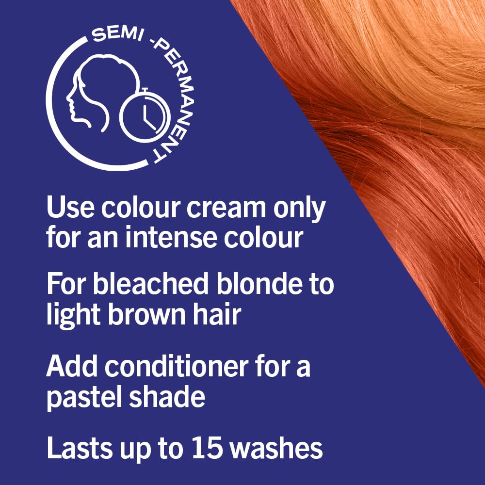 Schwarzkopf LIVE Ultra Brights Vibrant Orange Semi-Permanent Hair Dye 085, Orange Hair Dye for Bright or Pastel Orange Hair Colour, Vibrant Colour Lasts up to 15 Washes