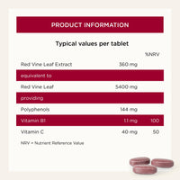 Healthspan Vein Vine Leg Vein Support 360mg (180 Tablets) | for Tired & Heavy Legs | Maintains Healthy Leg-Vein Functions | Red Vine Leaf Extract | Added Vitamins B1 & C | Vegan