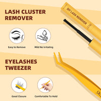 QUEWEL Natural Cluster Lashes Super Thin Band, Cluster Lashes Kit Natural Look, Reusable Eyelash Clusters with Lash Bond and Seal Lash Tweezer and Lashes Glue Remover(NATURAL-JX 02 KIT)