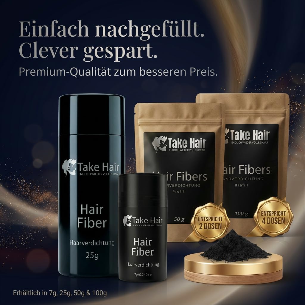 Take Hair ENDLICH WIEDER VOLLES HAAR Take Hair Scattered Hair for Men I Holds in Rain and Wind I 25 g Pouring Hair for Hair Thickening I Hair Fibres I Hair Powder I Scattered Hair Men for Hair Loss I Hair Powder (Scattered Hair Grey)
