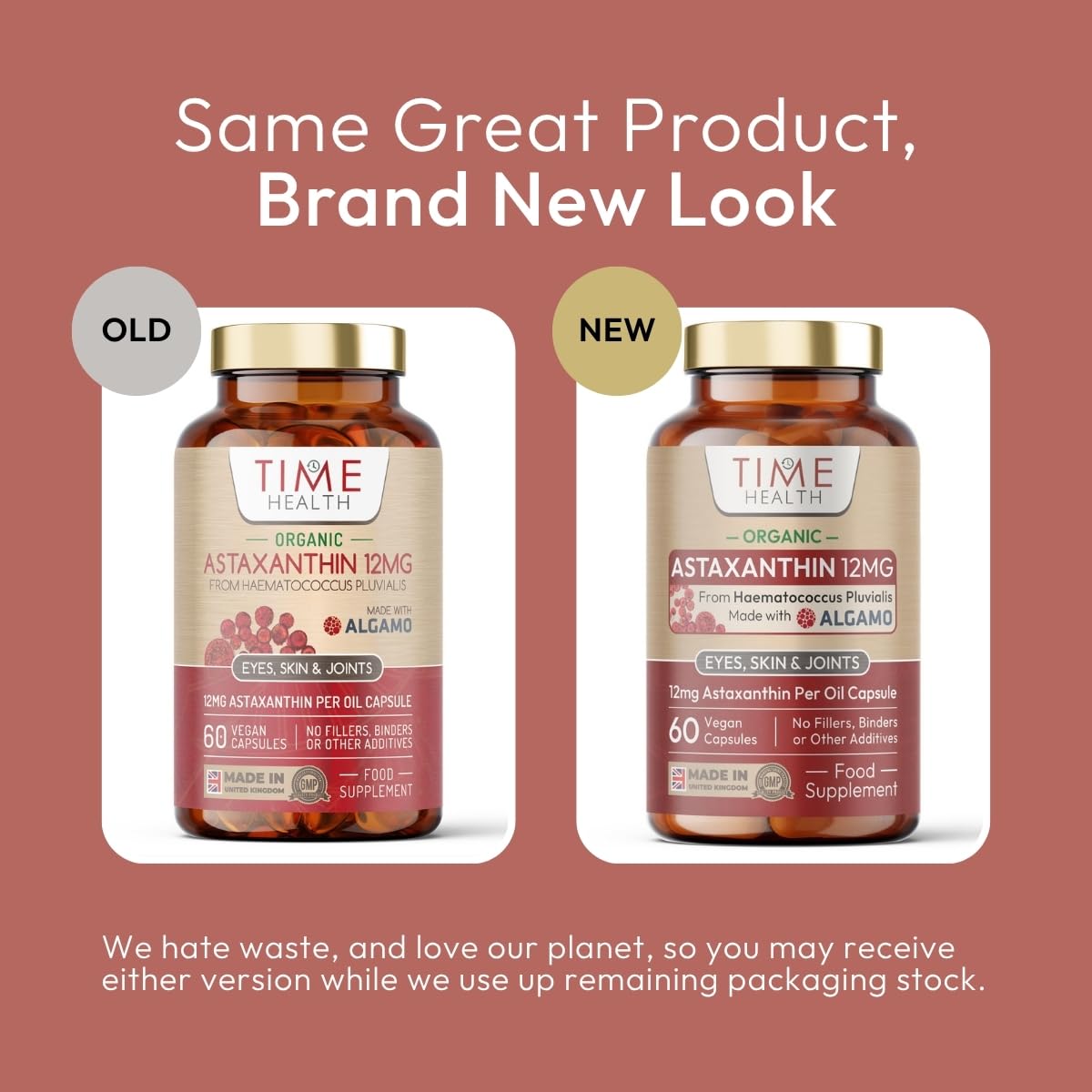 Time Health New: Organic Astaxanthin Oil 12mg - High Strength - Pure & Natural Astaxanthin - 60 Capsules - Carrageenan Free - Premium Algamo® Oil - Haematococcus Pluvialis - UK Made - Zero Additives - EU Source