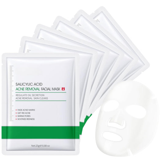 ISBEAUSOLS Salicylic Acid Face Masks 6pcs, Acne Removal Face Mask Set, Moisturizing & Hydrating Sheet Masks, Advance Face Masks Skincare, Soothes Redness, Shrink Pores, Face Mask Gift Sets for Women