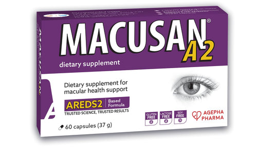 MACUSAN Macusan A2 AREDS2 Formula | Eye Health Dietary Food Supplement with Lutein, Zeaxanthin & Vitamins | Supports Vision & Helps Manage Age-Related Macular Degeneration (AMD) | 60 Capsules