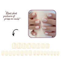 ewku 24Pcs Square Fake Nails French Short, 12 Sizes Full Cover False Nails with glue with Glue Acrylic Nail Kit - Full Cover Glue on Nails for Women Girls Nail Art Manicure Decorations