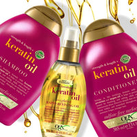 OGX Strength & Length with Keratin Oil Conditioner, Strength & Shine, Fortifying Blend, Prevents Breakage and Reduces Split Ends by 80percent, Sulfate Free, 385ml