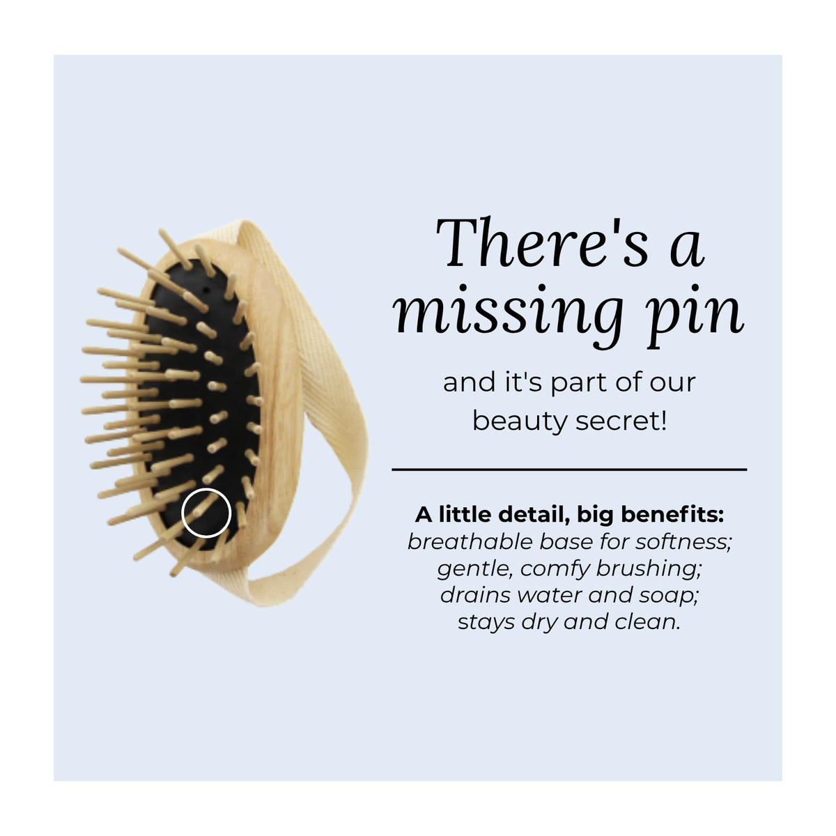 TEK - Scalp Massage Brush in Ash Wood with Strap, Ideal for Washing Air and Application of Anti-Hair Loss Lotions - 8.5 x 5 cm