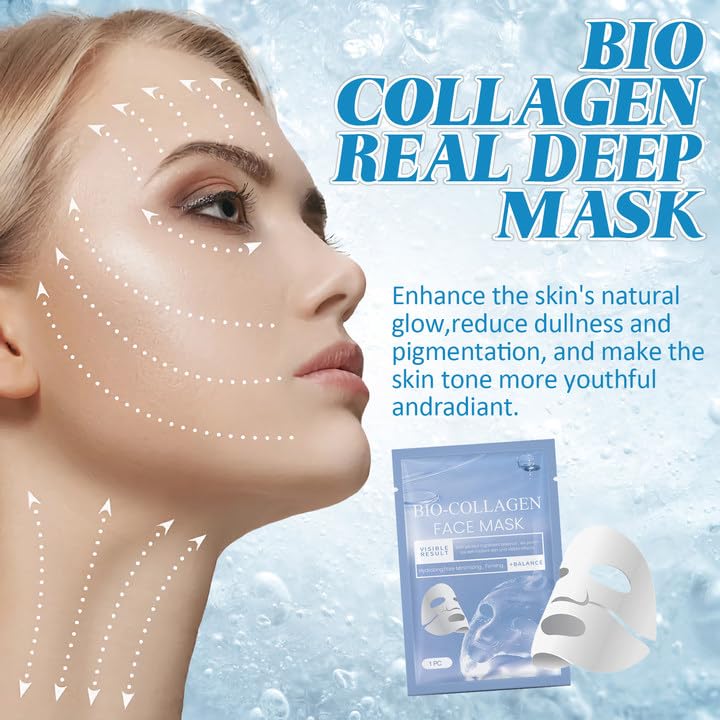 Katslyn Collagen Face Mask,Bio Collagen Face Mask Overnight,Bio-Collagen Real Deep Mask,Collagen Sleeping Mask For Face,Beauty Sheet Mask Deep Hydrating Firming 4PCS