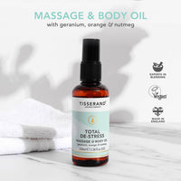 Tisserand - Total De-Stress - Massage & Body Oil - Orange, Geranium, Nutmeg Essential Oil - 100% Natural Pure Essential Oils - 100ml