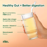 Rite Gut Health Prebiotic Powder, High Fibre, Soluble Fibre Powder, Digestive Health, Vegan, Peach Flavour (30 Servings, 1 Month)