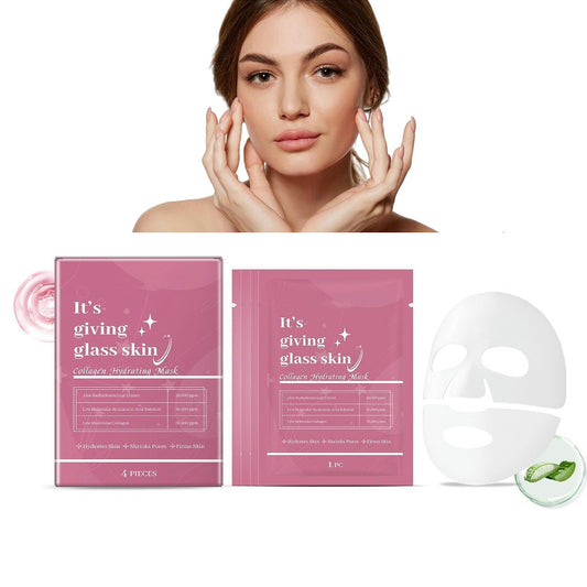 NLFOX 4pcs Glass Skin Collagen Mask - Deep Hydrating Collagen Face Mask - Korean Skincare Sheet Mask - Bio collagen Face Mask for All Skin Types,Tightens Pores, Firms Skin, Reduces Wrinkles