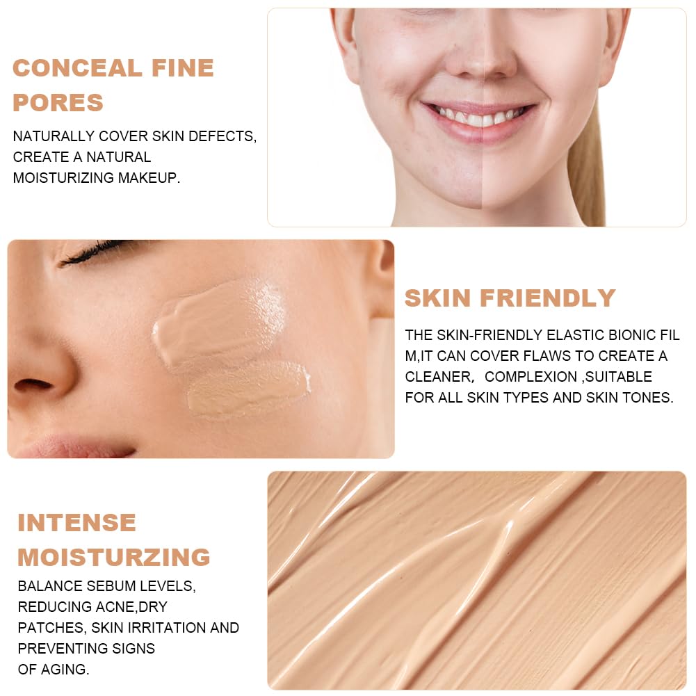 LOPHE Mushroom Head Air Cushion CC Cream, Moisturizing & Oil Control Foundation Cover Concealer, Long Lasting Air Cushion CC Cream with Mushroom Makeup Sponge, Liquid Foundation CC Cream for Women Makeup