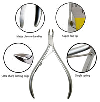 Rui Smiths Professional Cuticle Nippers | Precision Surgical-Grade Stainless Steel Cuticle Trimmer, French Handle D01 (Single Spring 4mm Jaw)