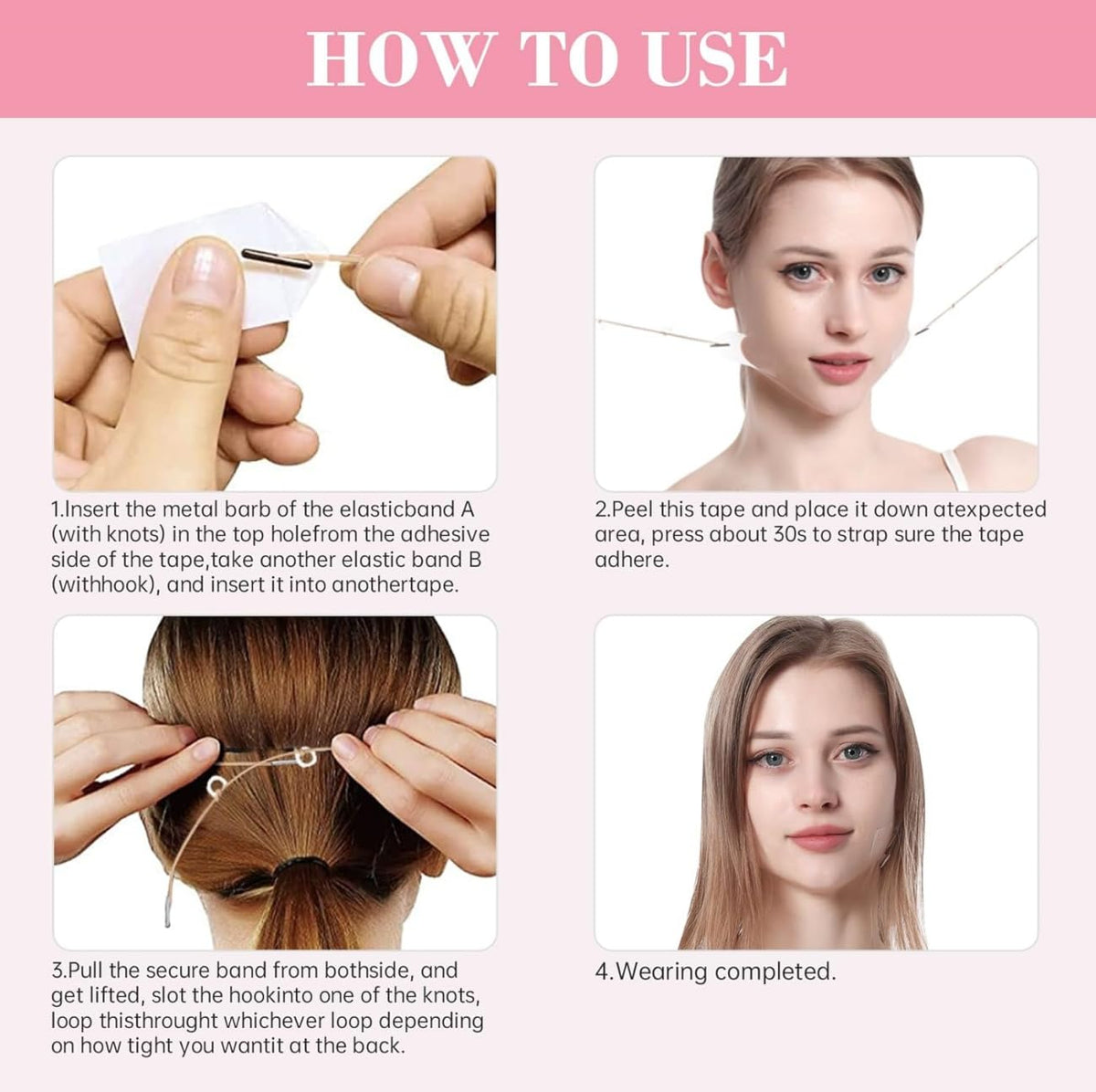 PingWPYe Face Lift Tape, Invisible V Face Sticker with 40 Pcs Wrinkles and 16 Lifting Ropes, Instant Wrinkle Lifting Patches Neck Eye Tape for V-Line Face, Tightening Skin Makeup Lift Tools